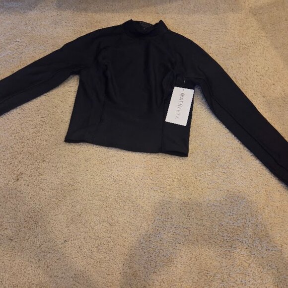 Athleta Interval Mock Neck Top Long Sleeve - Black Size XS - New with Tags - Picture 3 of 7